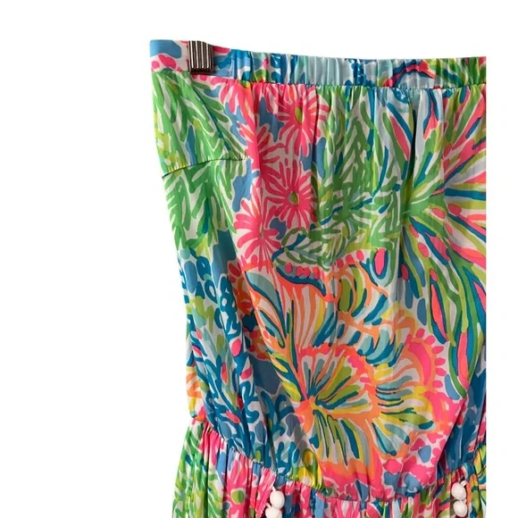 Lilly Pulitzer Daisy Romper Seaspray Lovers Coral Multi Strapless Size XS - Picture 6 of 11